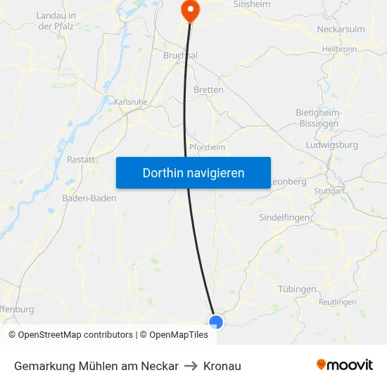 Gemarkung Mühlen am Neckar to Kronau map