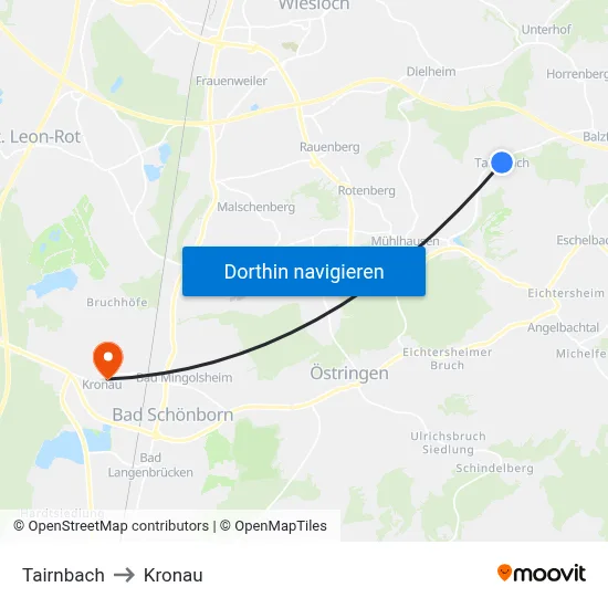 Tairnbach to Kronau map