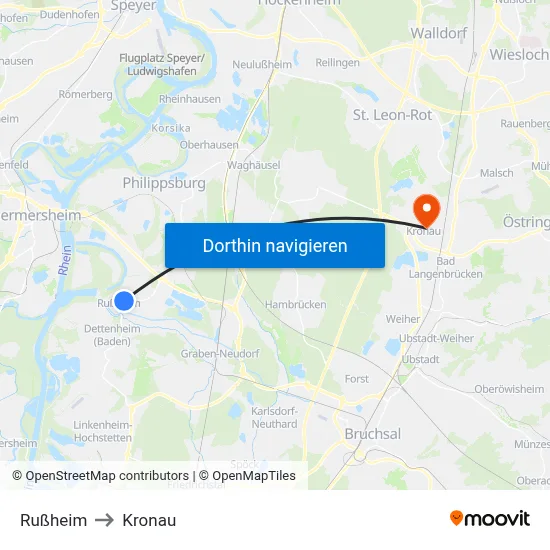 Rußheim to Kronau map