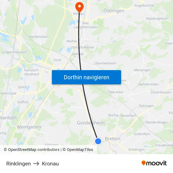 Rinklingen to Kronau map