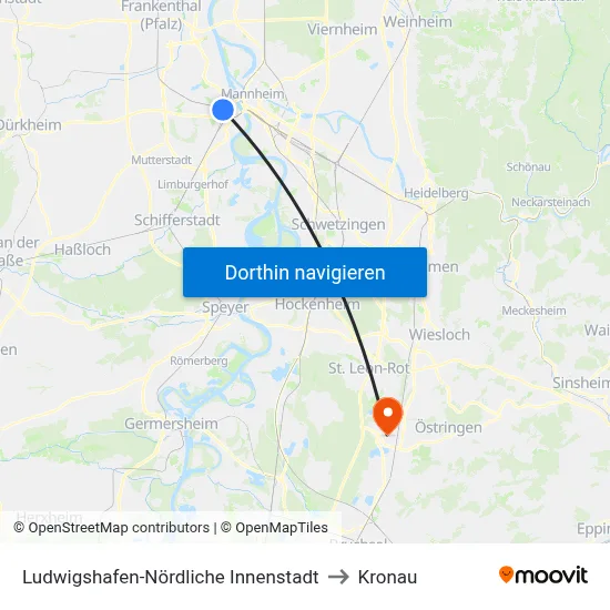 Ludwigshafen-Nördliche Innenstadt to Kronau map