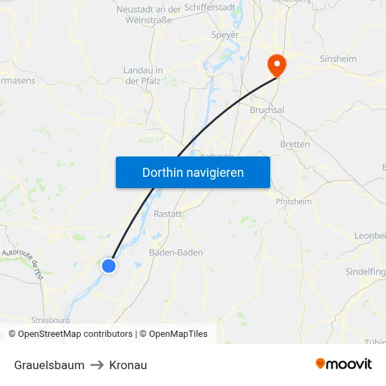 Grauelsbaum to Kronau map