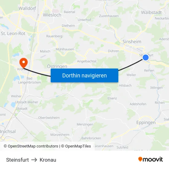 Steinsfurt to Kronau map