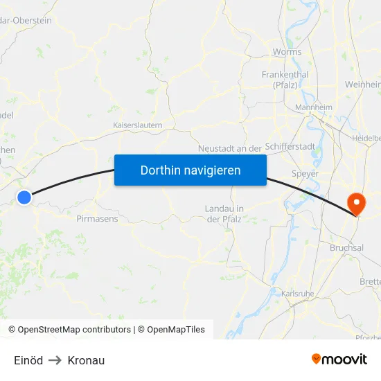 Einöd to Kronau map