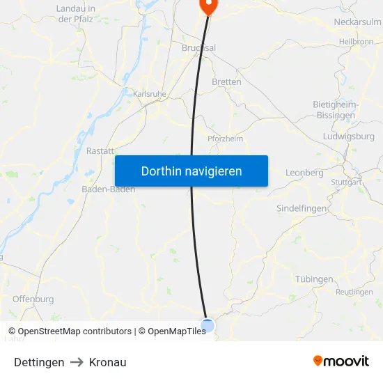 Dettingen to Kronau map