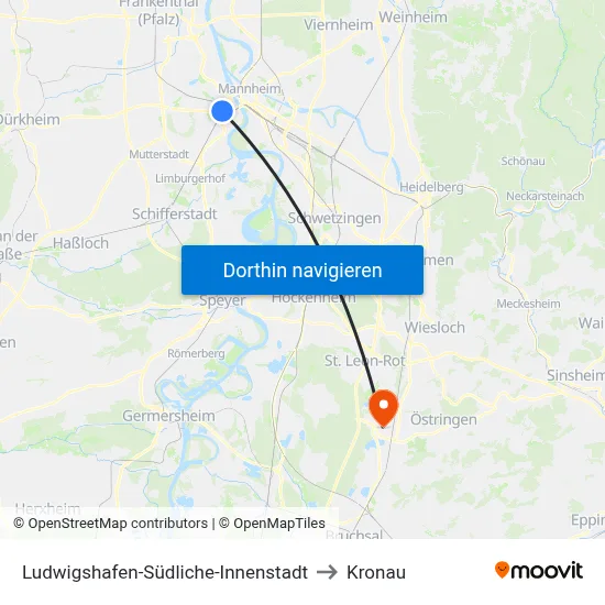 Ludwigshafen-Südliche-Innenstadt to Kronau map