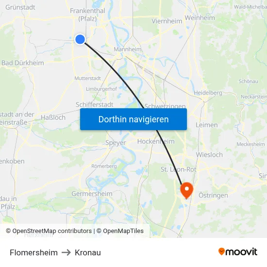 Flomersheim to Kronau map