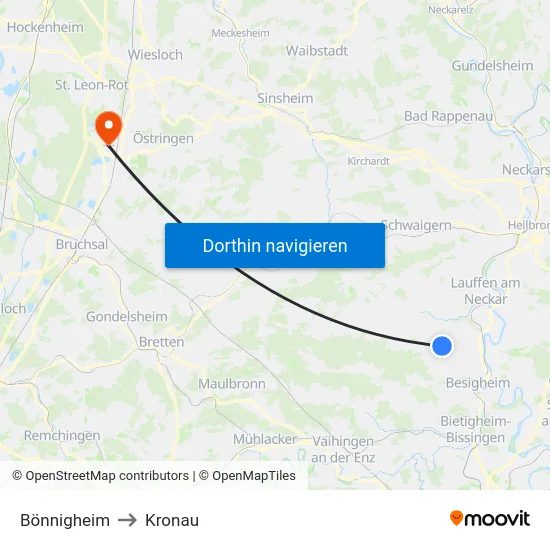 Bönnigheim to Kronau map