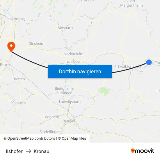 Ilshofen to Kronau map