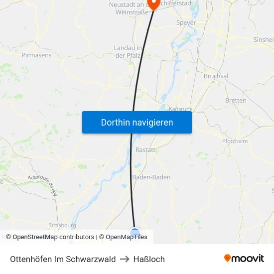 Ottenhöfen Im Schwarzwald to Haßloch map