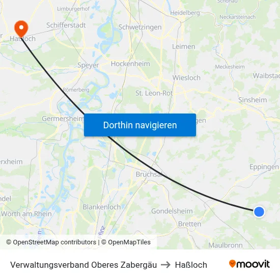 Verwaltungsverband Oberes Zabergäu to Haßloch map