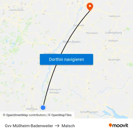 Gvv Müllheim-Badenweiler to Malsch map