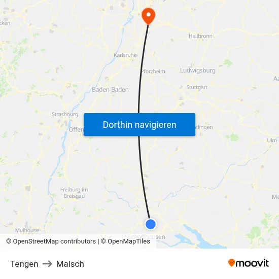 Tengen to Malsch map