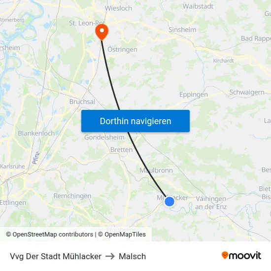 Vvg Der Stadt Mühlacker to Malsch map