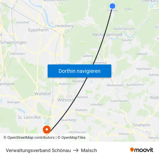 Verwaltungsverband Schönau to Malsch map