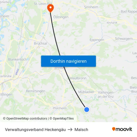 Verwaltungsverband Heckengäu to Malsch map