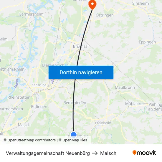 Verwaltungsgemeinschaft Neuenbürg to Malsch map