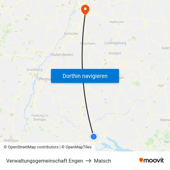 Verwaltungsgemeinschaft Engen to Malsch map