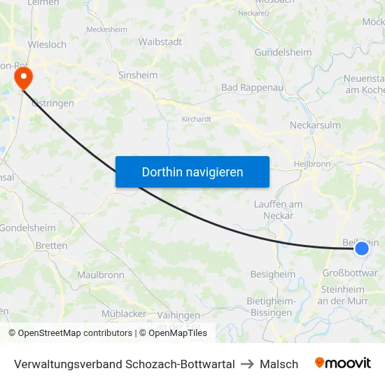 Verwaltungsverband Schozach-Bottwartal to Malsch map