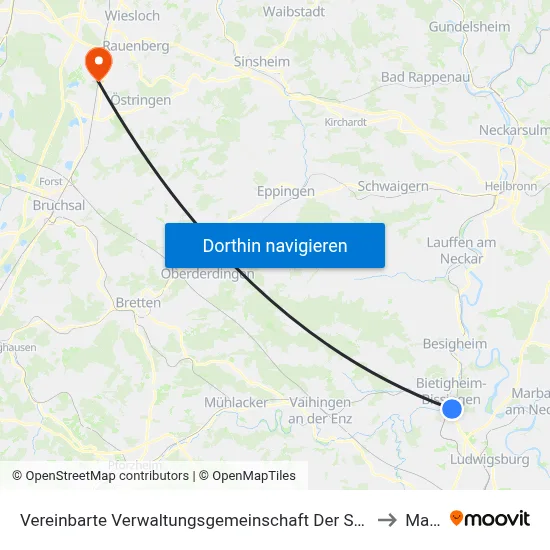 Vereinbarte Verwaltungsgemeinschaft Der Stadt Bietigheim-Bissingen to Malsch map