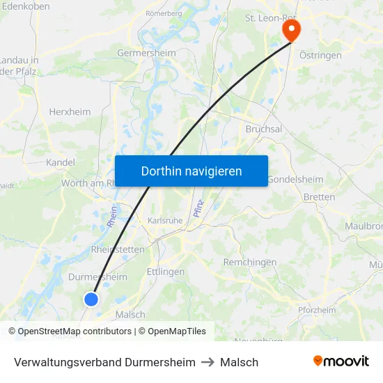 Verwaltungsverband Durmersheim to Malsch map