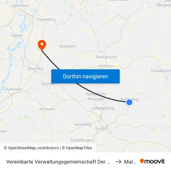 Vereinbarte Verwaltungsgemeinschaft Der Stadt Backnang to Malsch map