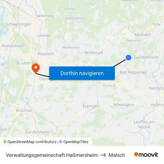 Verwaltungsgemeinschaft Haßmersheim to Malsch map