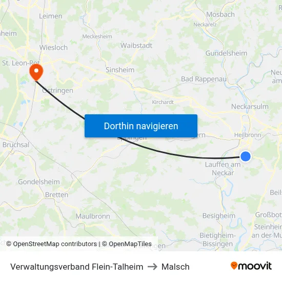 Verwaltungsverband Flein-Talheim to Malsch map