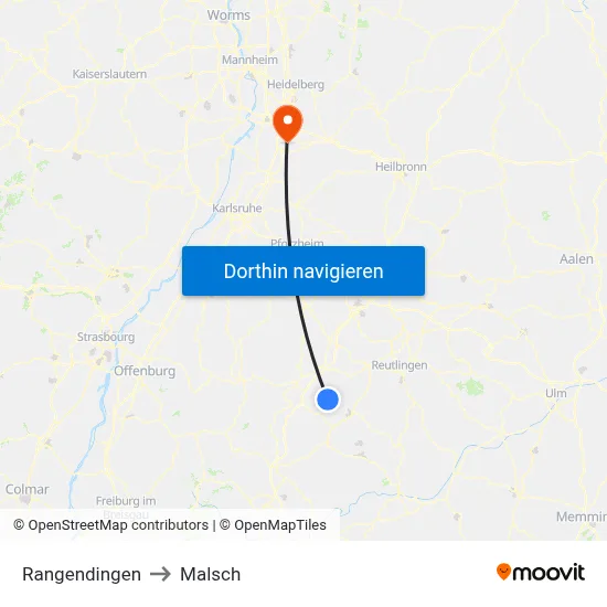 Rangendingen to Malsch map
