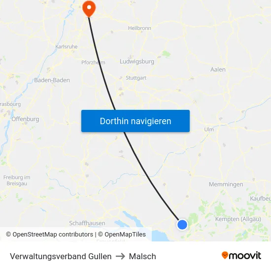 Verwaltungsverband Gullen to Malsch map