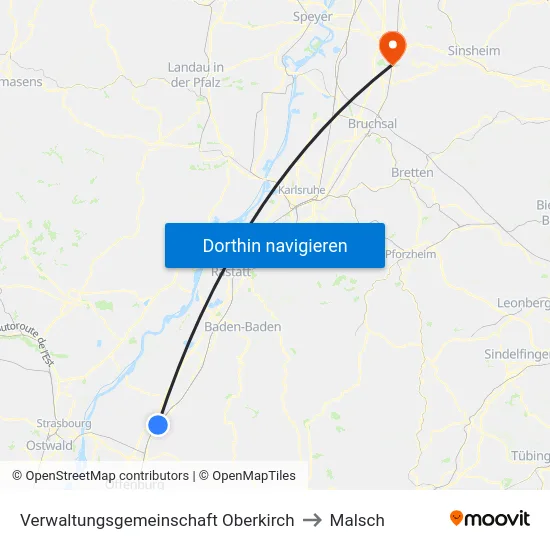 Verwaltungsgemeinschaft Oberkirch to Malsch map