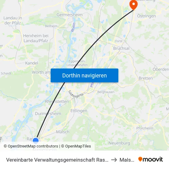 Vereinbarte Verwaltungsgemeinschaft Rastatt to Malsch map