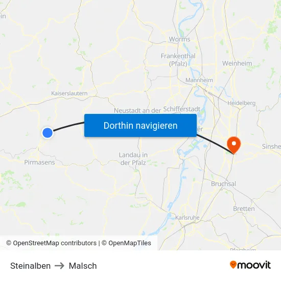 Steinalben to Malsch map