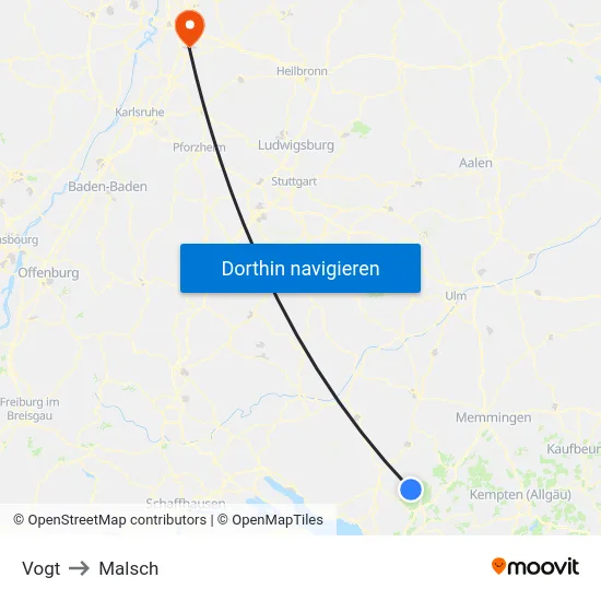 Vogt to Malsch map