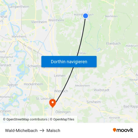 Wald-Michelbach to Malsch map