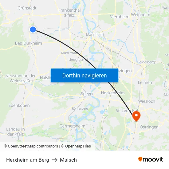 Herxheim am Berg to Malsch map