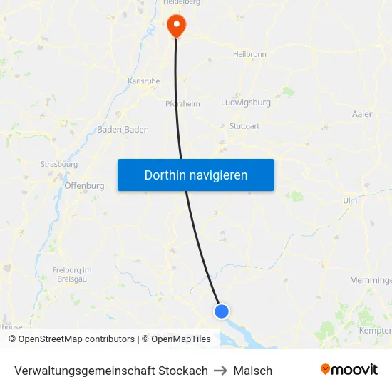 Verwaltungsgemeinschaft Stockach to Malsch map