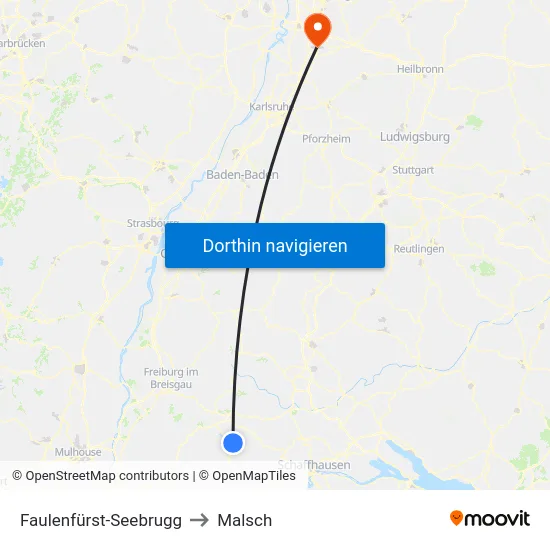 Faulenfürst-Seebrugg to Malsch map