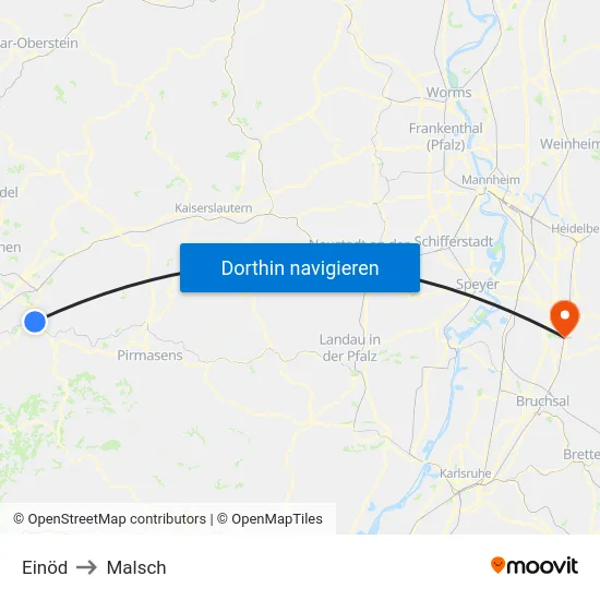 Einöd to Malsch map
