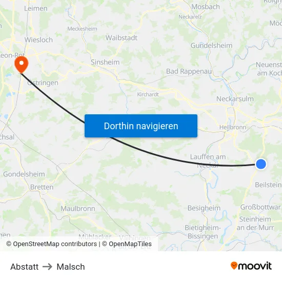 Abstatt to Malsch map