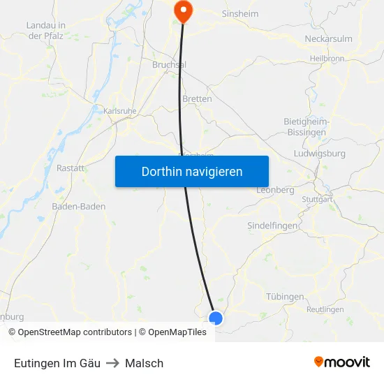 Eutingen Im Gäu to Malsch map