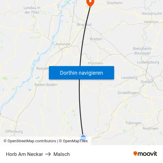 Horb Am Neckar to Malsch map