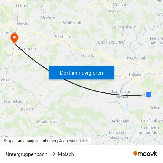 Untergruppenbach to Malsch map