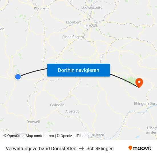 Verwaltungsverband Dornstetten to Schelklingen map