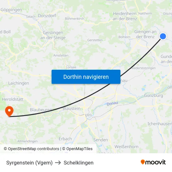 Syrgenstein (Vgem) to Schelklingen map