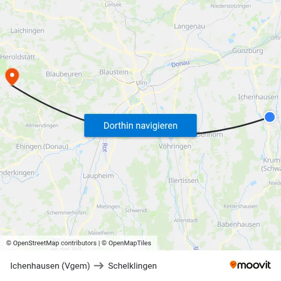 Ichenhausen (Vgem) to Schelklingen map