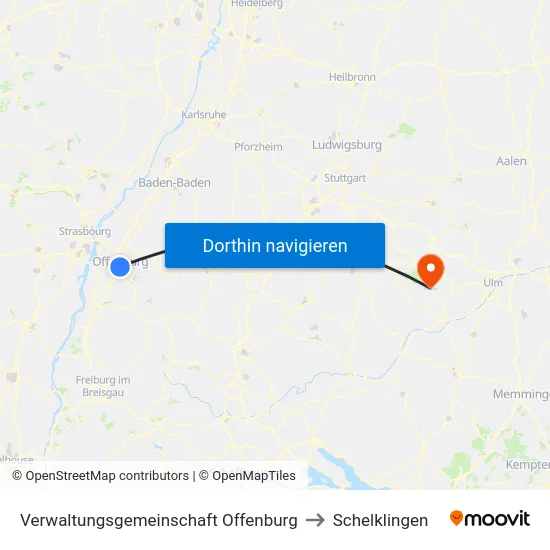 Verwaltungsgemeinschaft Offenburg to Schelklingen map