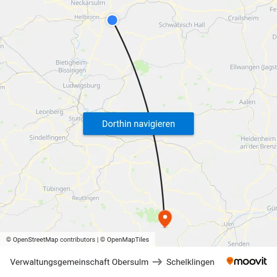 Verwaltungsgemeinschaft Obersulm to Schelklingen map