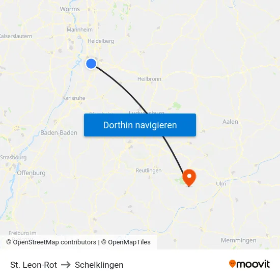 St. Leon-Rot to Schelklingen map