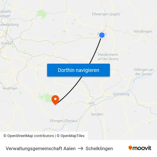 Verwaltungsgemeinschaft Aalen to Schelklingen map